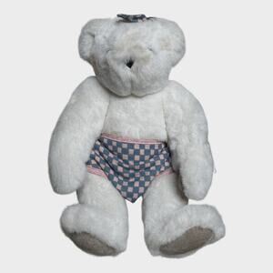 Vermont Plush Teddy Bear Pink and Blue Checker Diaper and Bow. From 1993